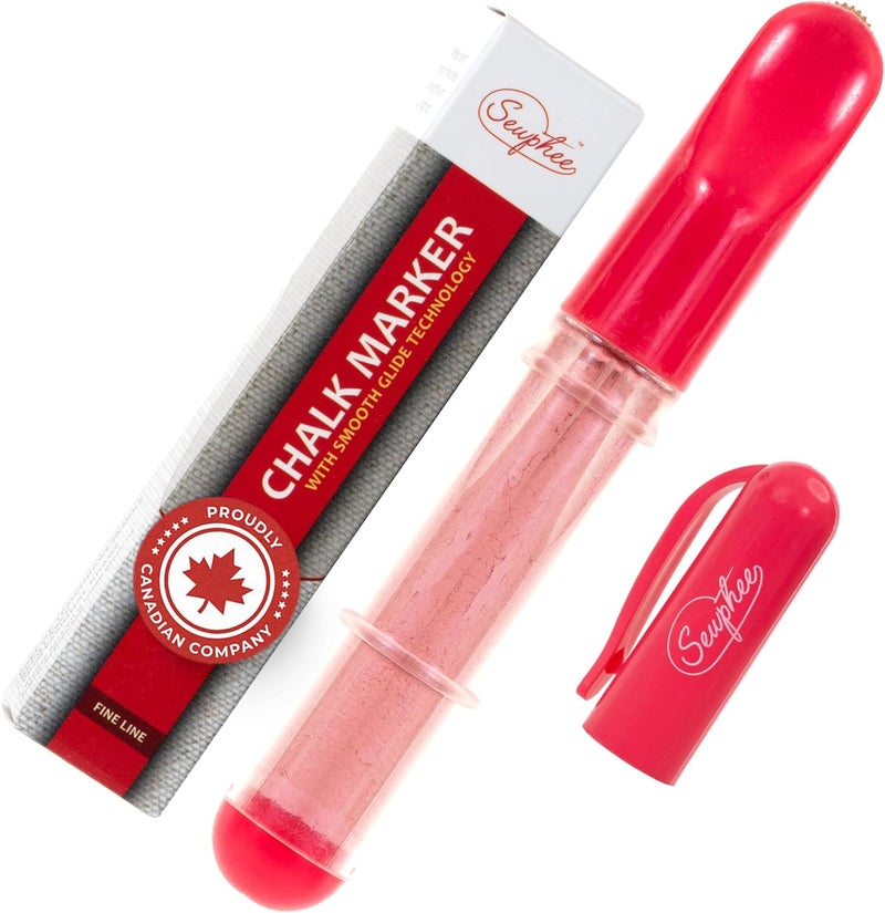 Sewphee Fabric Markers for Sewing – Ergonomic Tailors Chalk Pen with Improved Dosing Wheel for Sharp Lines - Washable Sewing Chalk Marking Pens that are Compatible with Most Fabrics - Pink 1 Pack - Image 1